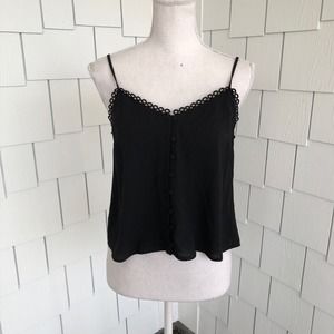 BB Dakota Women's Black One Hot Minute Button Front Bubble Crepe Cami Tank sz S